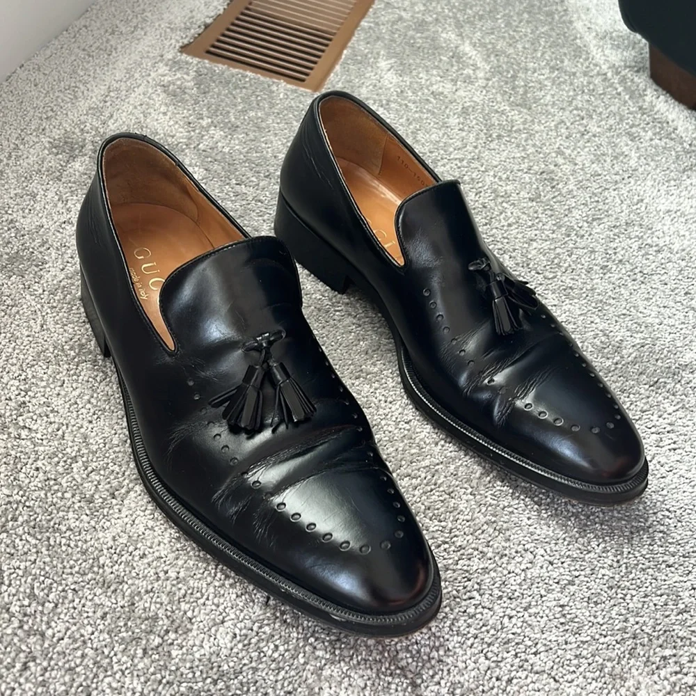 Gucci Horsebit Loafers Men Orange Leather Dress Shoe Italy Slip On 10.5M 247490 Preowned Gucci black pebblegrain Men main image 4